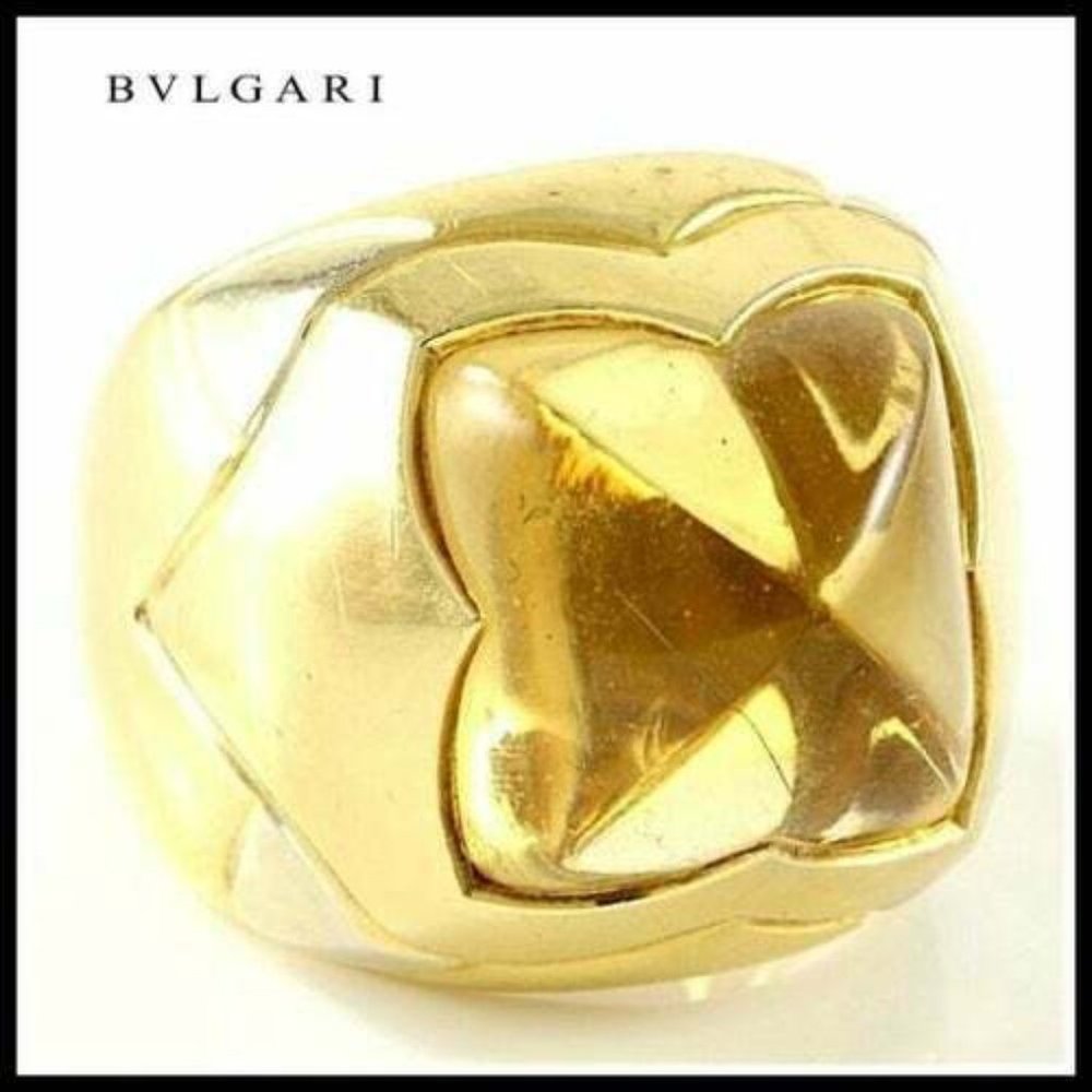 Bvlgari 18k Two-Tone Gold, 12mmX12mm Citrine Ring